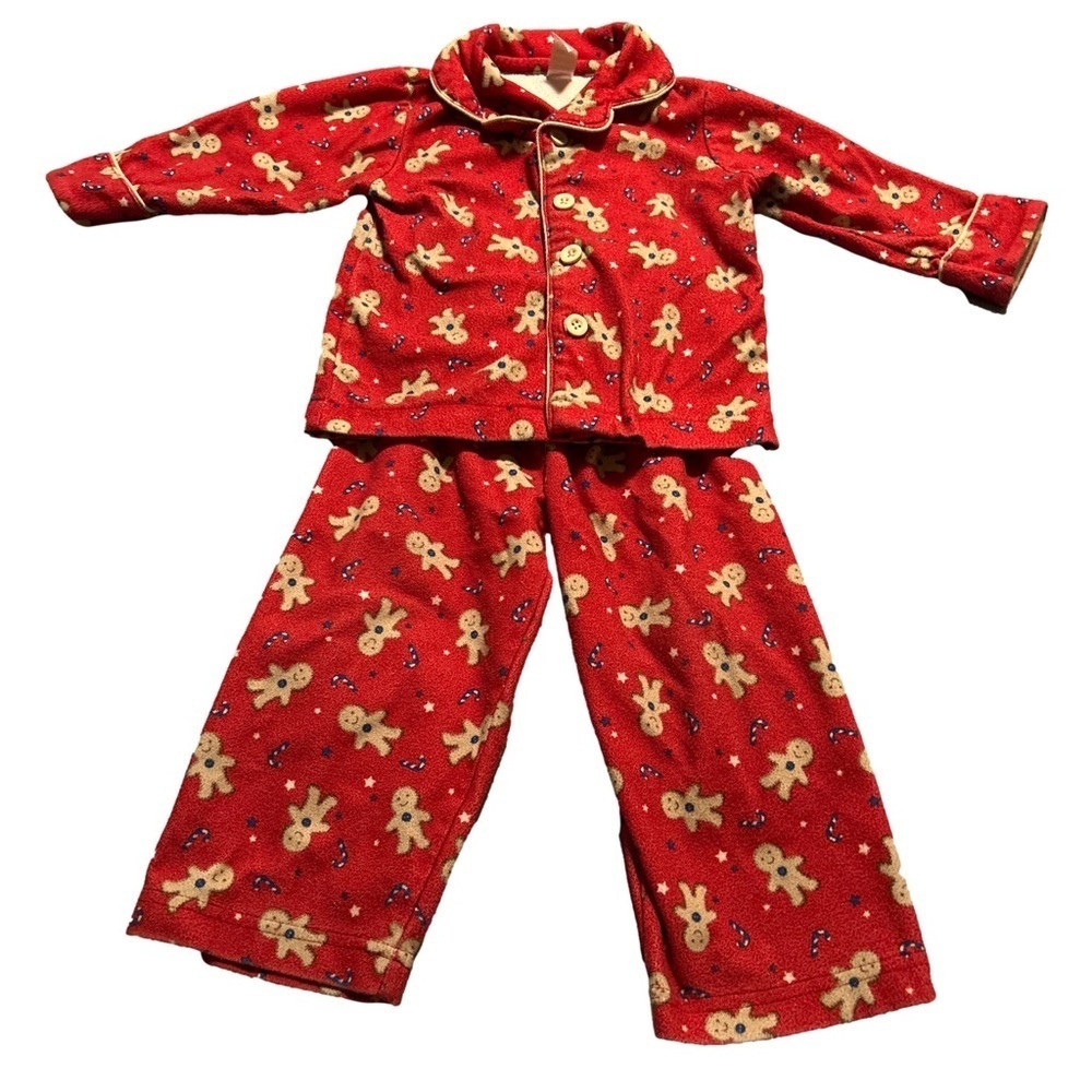 Red Button Up Gingerbread Pyjamas Size 2T